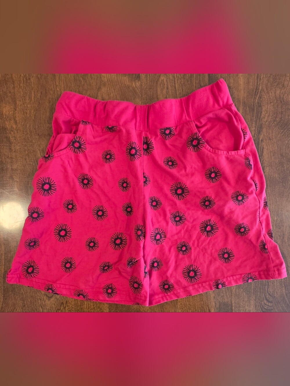 Girls Bright Pink Sunburst Print Shorts